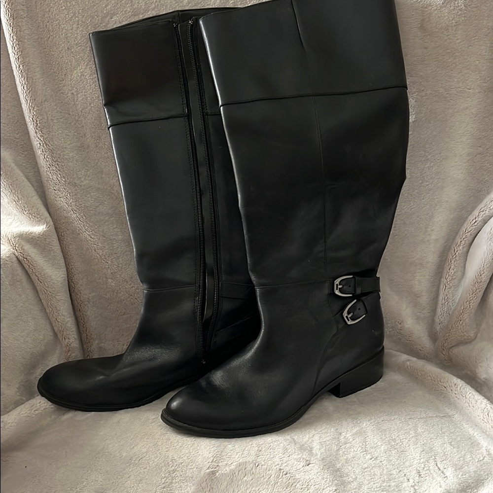 Ralph Lauren sz 8 Macelyn Black Leather Knee-High Boots